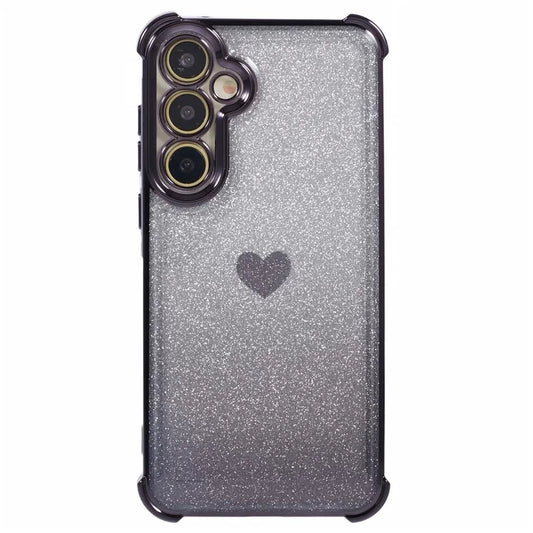 For Samsung Galaxy A55 5G Phone Case Gradient Glitter Heart Electroplating TPU Back Cover