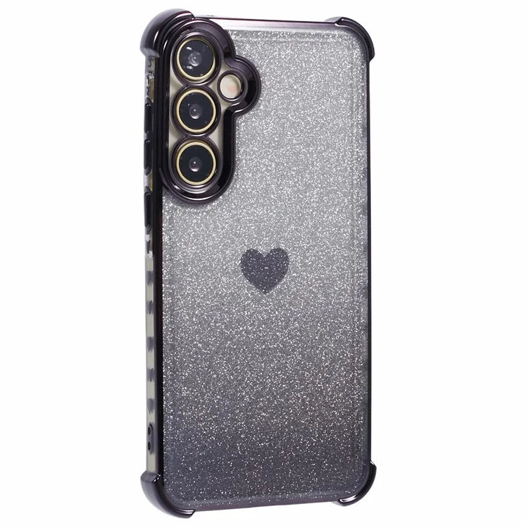 For Samsung Galaxy A55 5G Phone Case Gradient Glitter Heart Electroplating TPU Back Cover