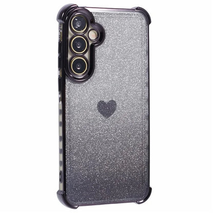 For Samsung Galaxy A55 5G Phone Case Gradient Glitter Heart Electroplating TPU Back Cover