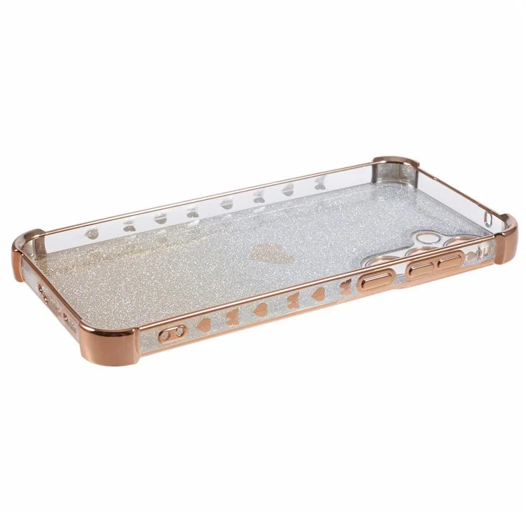 For Samsung Galaxy A55 5G Phone Case Gradient Glitter Heart Electroplating TPU Back Cover