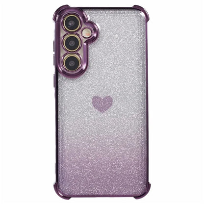 For Samsung Galaxy A55 5G Phone Case Gradient Glitter Heart Electroplating TPU Back Cover