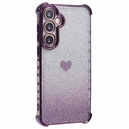 For Samsung Galaxy A55 5G Phone Case Gradient Glitter Heart Electroplating TPU Back Cover