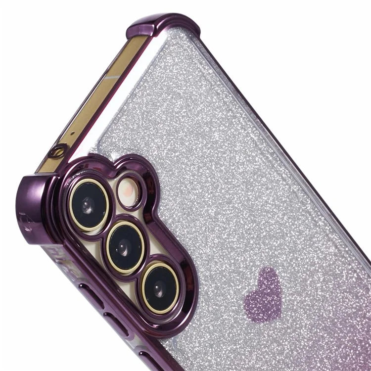 For Samsung Galaxy A55 5G Phone Case Gradient Glitter Heart Electroplating TPU Back Cover