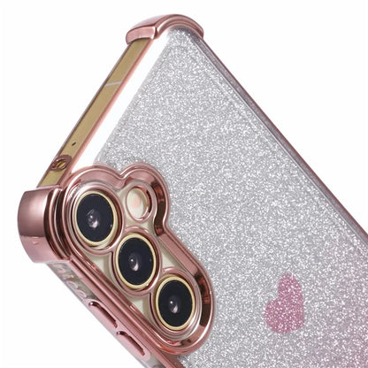 For Samsung Galaxy A55 5G Phone Case Gradient Glitter Heart Electroplating TPU Back Cover