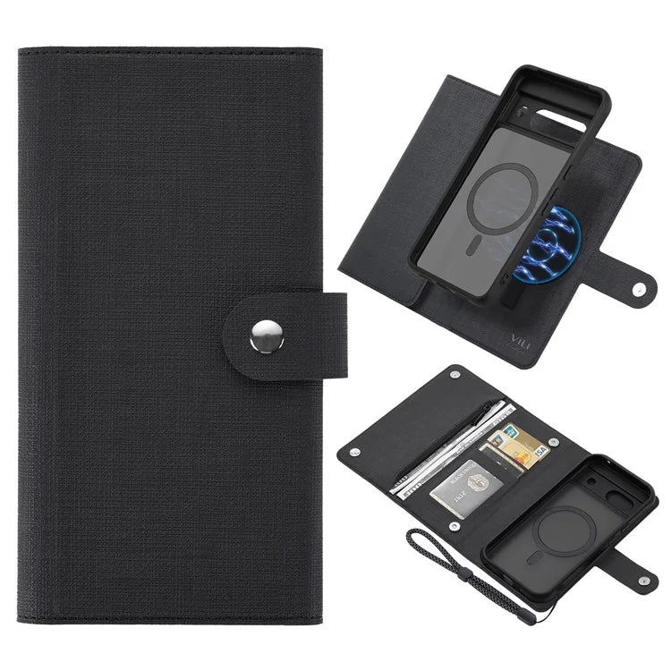 GMB Series For Google Pixel 8a Magnetic Case RFID Blocking Detachable Leather Wallet Phone Cover