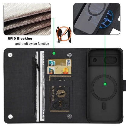 GMB Series For Google Pixel 8a Magnetic Case RFID Blocking Detachable Leather Wallet Phone Cover