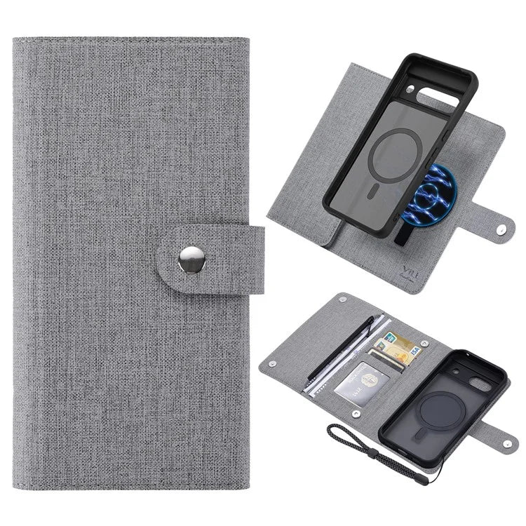 GMB Series For Google Pixel 8a Magnetic Case RFID Blocking Detachable Leather Wallet Phone Cover