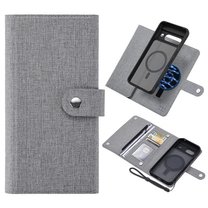GMB Series For Google Pixel 8a Magnetic Case RFID Blocking Detachable Leather Wallet Phone Cover