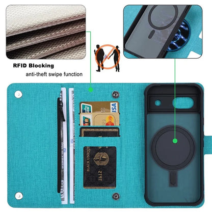 GMB Series For Google Pixel 8a Magnetic Case RFID Blocking Detachable Leather Wallet Phone Cover