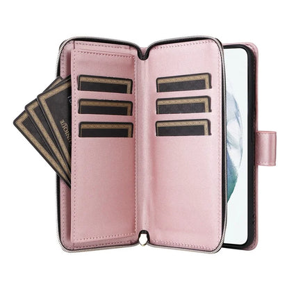 For Samsung Galaxy S21+ 5G Case Rhombus Leather Phone Cover with Zipper Pocket and Straps