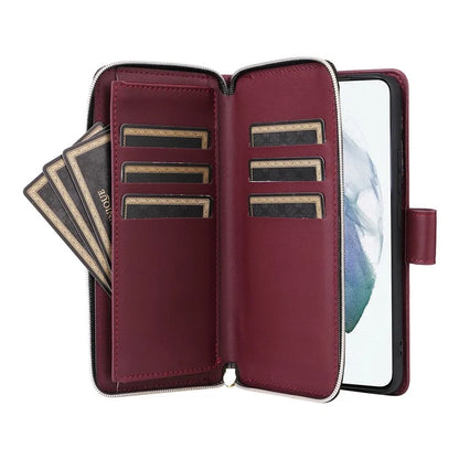 For Samsung Galaxy S21+ 5G Case Rhombus Leather Phone Cover with Zipper Pocket and Straps