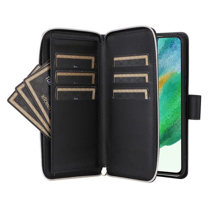 For Samsung Galaxy S21 FE 5G Case Rhombus PU Leather Wallet Zipper Phone Cover