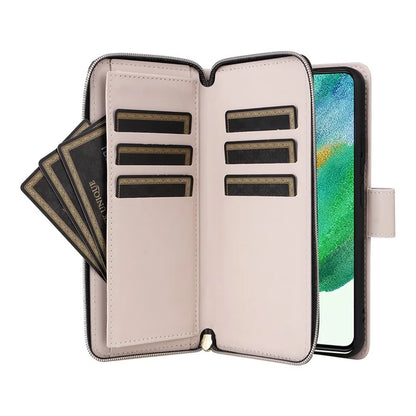 For Samsung Galaxy S21 FE 5G Case Rhombus PU Leather Wallet Zipper Phone Cover