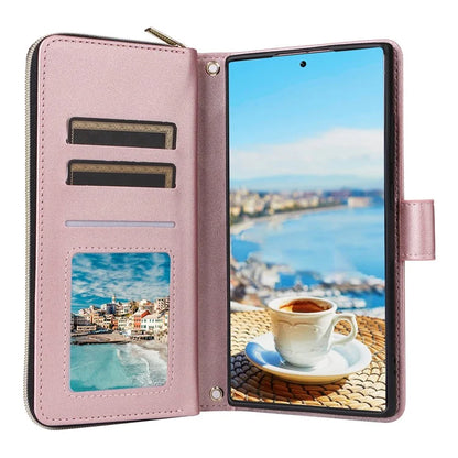 For Samsung Galaxy S22 Ultra 5G Case Rhombus Grid Leather Phone Cover with Zipper Pocket