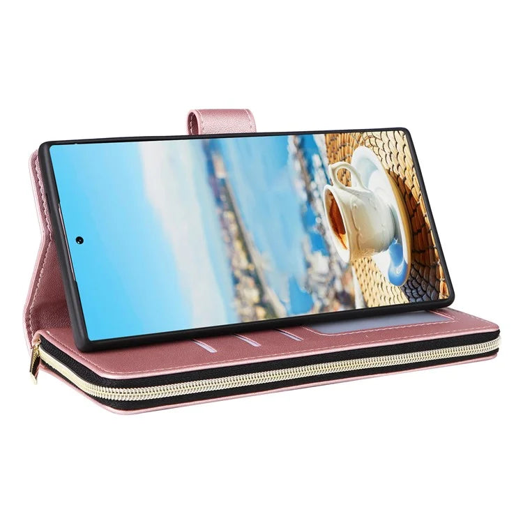 For Samsung Galaxy S22 Ultra 5G Case Rhombus Grid Leather Phone Cover with Zipper Pocket