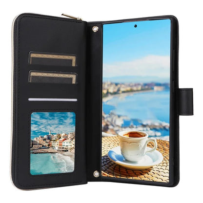 For Samsung Galaxy S22 Ultra 5G Case Rhombus Grid Leather Phone Cover with Zipper Pocket