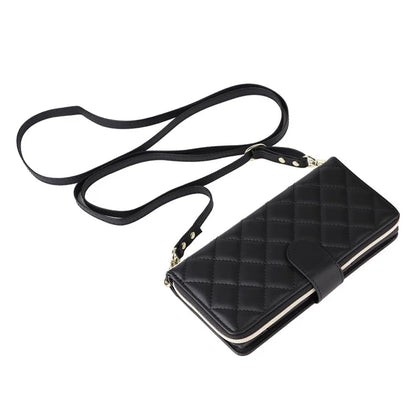 For Samsung Galaxy S22 Ultra 5G Case Rhombus Grid Leather Phone Cover with Zipper Pocket