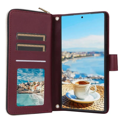 For Samsung Galaxy S22 Ultra 5G Case Rhombus Grid Leather Phone Cover with Zipper Pocket