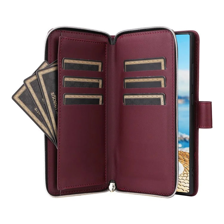 For Samsung Galaxy S22 Ultra 5G Case Rhombus Grid Leather Phone Cover with Zipper Pocket