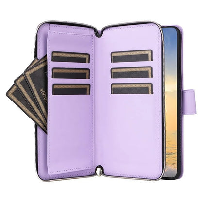 For Samsung Galaxy S21 Ultra 5G Case with Shoulder Strap Rhombus Zipper Leather Phone Cover