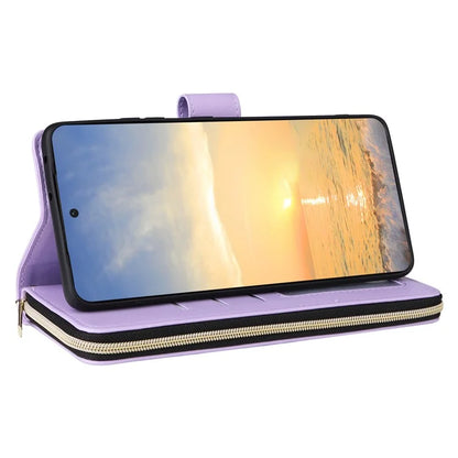 For Samsung Galaxy S21 Ultra 5G Case with Shoulder Strap Rhombus Zipper Leather Phone Cover