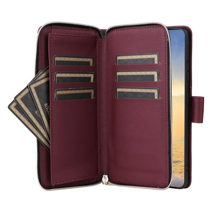 For Samsung Galaxy S21 Ultra 5G Case with Shoulder Strap Rhombus Zipper Leather Phone Cover