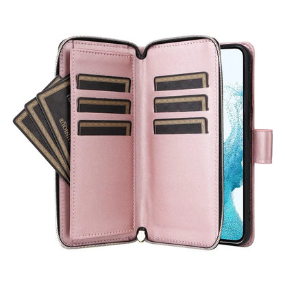 For Samsung Galaxy S22 5G Case Wallet Rhombus Grid Leather Phone Cover with Short / Long Straps