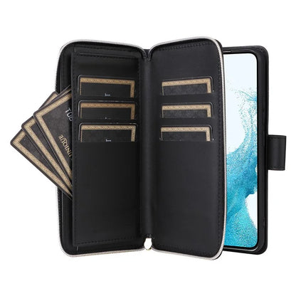For Samsung Galaxy S22 5G Case Wallet Rhombus Grid Leather Phone Cover with Short / Long Straps