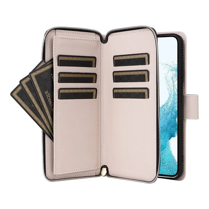 For Samsung Galaxy S22 5G Case Wallet Rhombus Grid Leather Phone Cover with Short / Long Straps