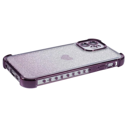 For iPhone 12 Case Heart Pattern TPU Glitter Phone Cover Four Corners Air Cushion