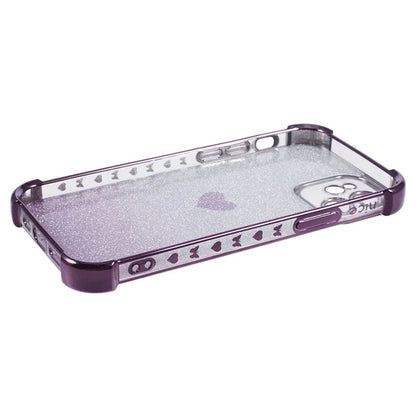 For iPhone 12 Case Heart Pattern TPU Glitter Phone Cover Four Corners Air Cushion