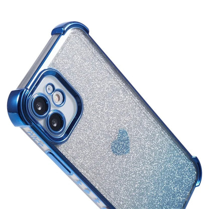For iPhone 12 Case Heart Pattern TPU Glitter Phone Cover Four Corners Air Cushion