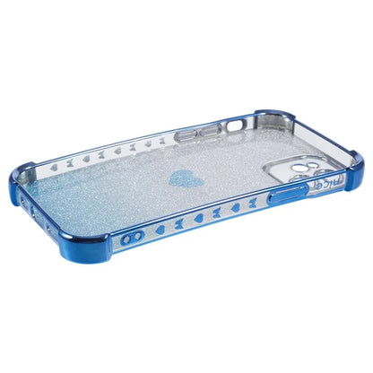 For iPhone 12 Case Heart Pattern TPU Glitter Phone Cover Four Corners Air Cushion