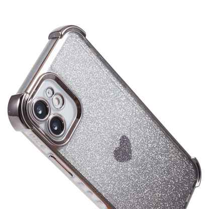 For iPhone 12 Case Heart Pattern TPU Glitter Phone Cover Four Corners Air Cushion