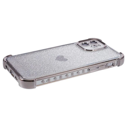 For iPhone 12 Case Heart Pattern TPU Glitter Phone Cover Four Corners Air Cushion