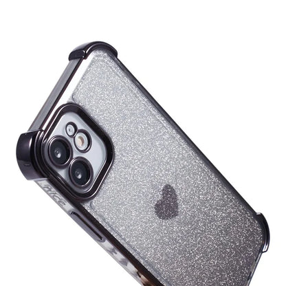 For iPhone 12 Case Heart Pattern TPU Glitter Phone Cover Four Corners Air Cushion