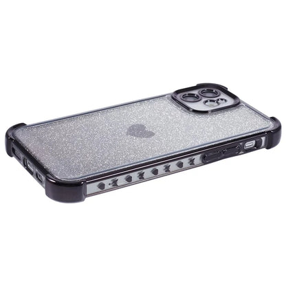 For iPhone 12 Case Heart Pattern TPU Glitter Phone Cover Four Corners Air Cushion