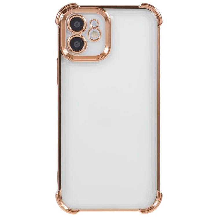 For iPhone 12 Case TPU Clear Back Phone Cover Electroplating Love Heart