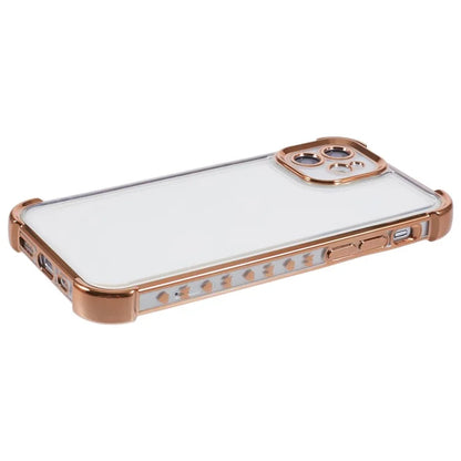 For iPhone 12 Case TPU Clear Back Phone Cover Electroplating Love Heart