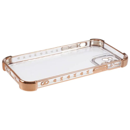 For iPhone 12 Case TPU Clear Back Phone Cover Electroplating Love Heart