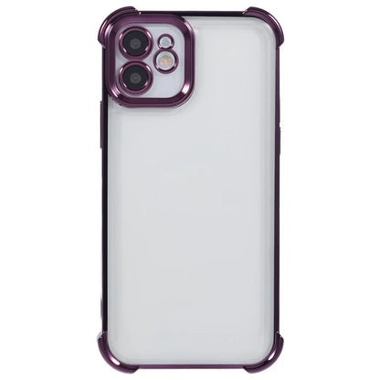 For iPhone 12 Case TPU Clear Back Phone Cover Electroplating Love Heart