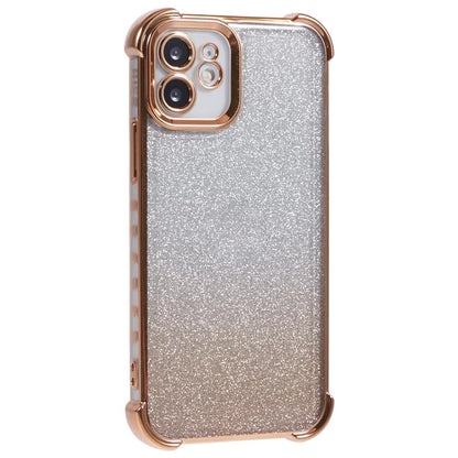 For iPhone 12 Case Electroplating Glitter Soft TPU Phone Cover Side Heart Pattern