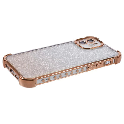 For iPhone 12 Case Electroplating Glitter Soft TPU Phone Cover Side Heart Pattern