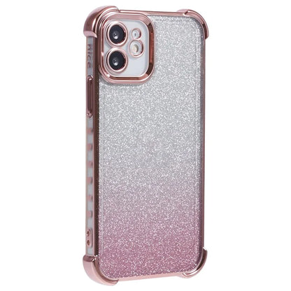 For iPhone 12 Case Electroplating Glitter Soft TPU Phone Cover Side Heart Pattern