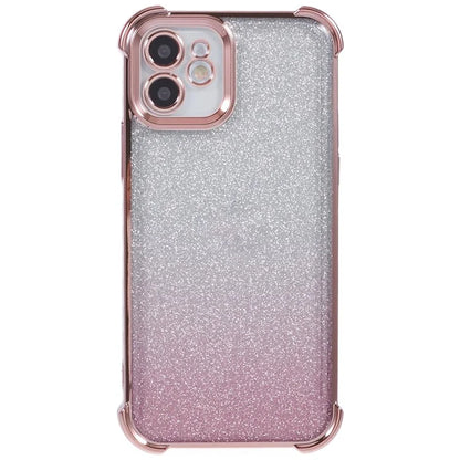 For iPhone 12 Case Electroplating Glitter Soft TPU Phone Cover Side Heart Pattern