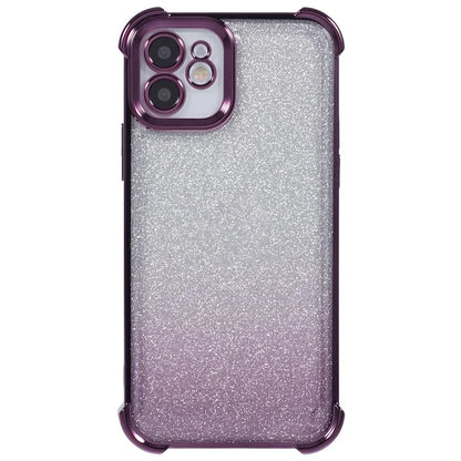 For iPhone 12 Case Electroplating Glitter Soft TPU Phone Cover Side Heart Pattern