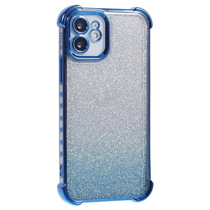 For iPhone 12 Case Electroplating Glitter Soft TPU Phone Cover Side Heart Pattern