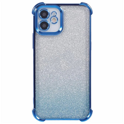 For iPhone 12 Case Electroplating Glitter Soft TPU Phone Cover Side Heart Pattern