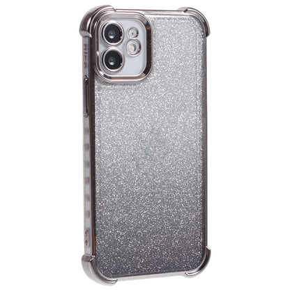 For iPhone 12 Case Electroplating Glitter Soft TPU Phone Cover Side Heart Pattern