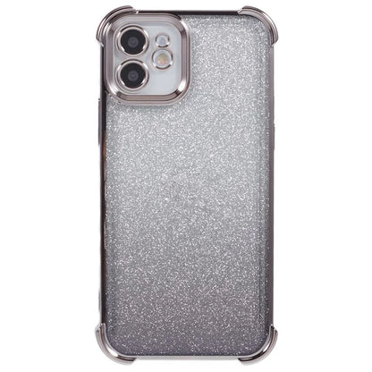 For iPhone 12 Case Electroplating Glitter Soft TPU Phone Cover Side Heart Pattern